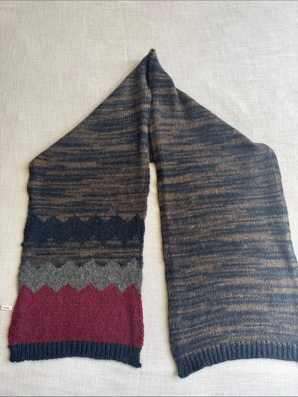 INVERNI Luxurious Baby Alpaca Blend Striped Knit Scarf 14”x68”Made in Italy NWT